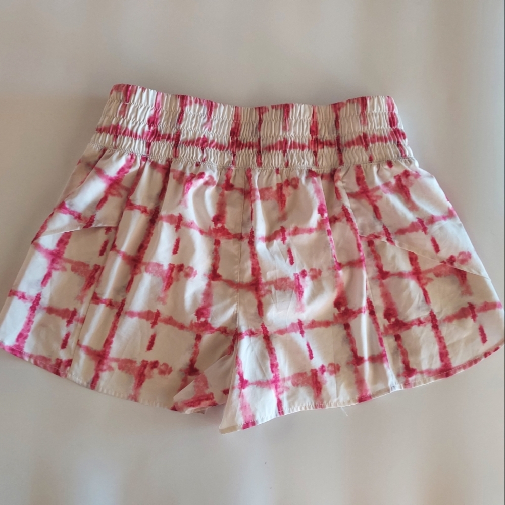 Calia By Carrie Underwood Watercolor Pink Plaid Tie-Dye Shorts Size Large EUC